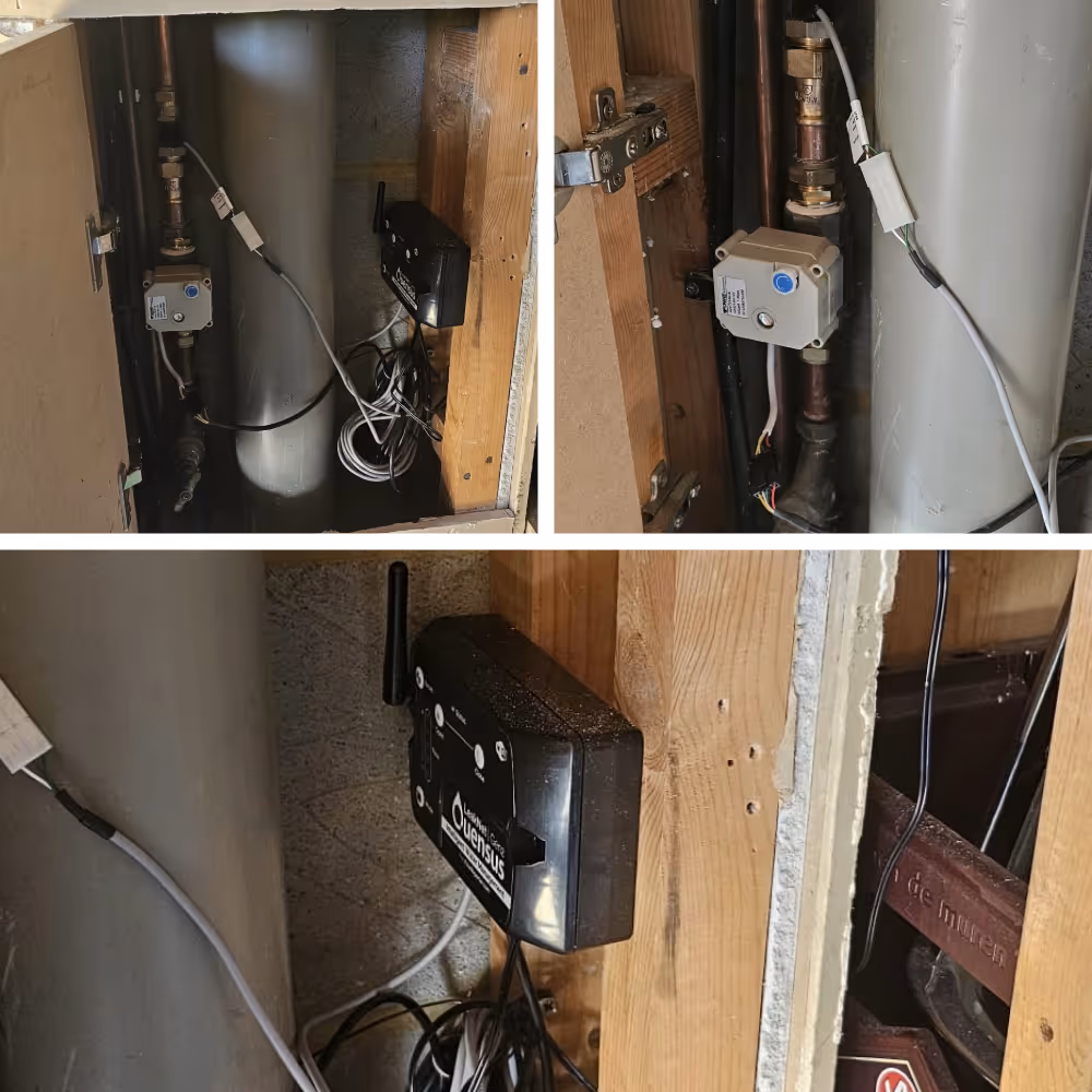 LeakNet installation inside a residential utility cupboard